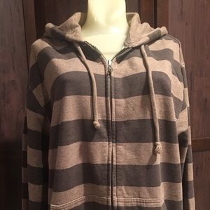 Striped dark brown/light brown zip-up hoodie